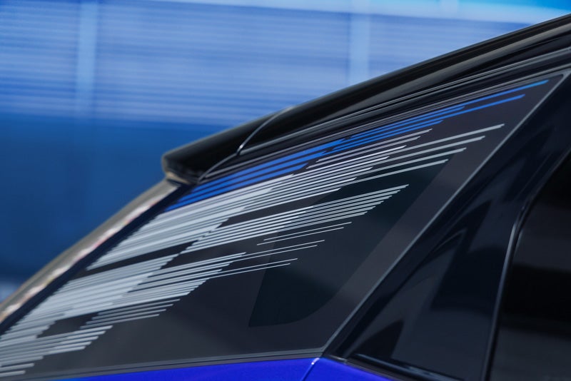 Close-up of the Modern Pattern on the 2026 OPTIQ-V Rear Quarter Glass | Home Motors Cadillac in SANTA MARIA CA