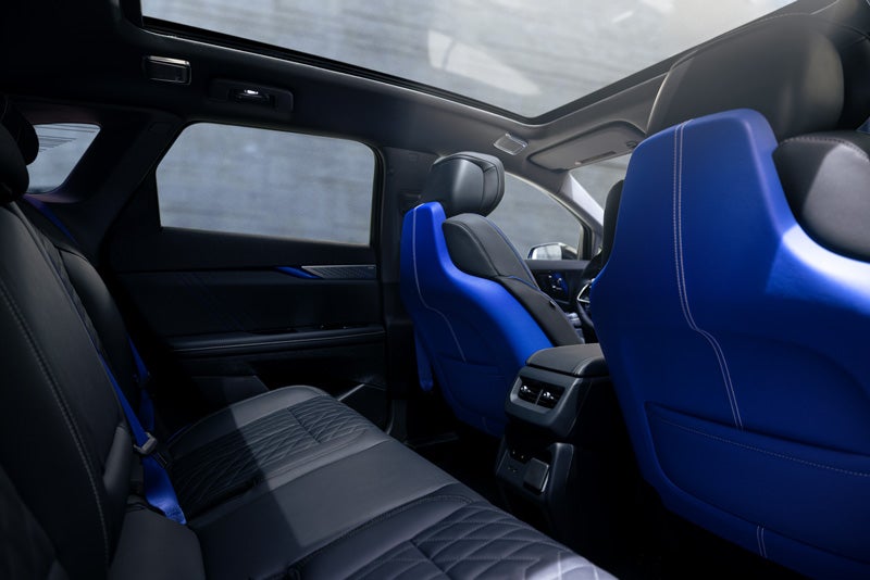 Back Seat View of the 2026 OPTIQ-V Blue Front Seats, Sun Roof, and Interior | Home Motors Cadillac in SANTA MARIA CA